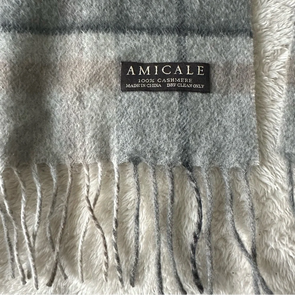 AMICALE Cashmere Men's 100% Cashmere Plaid Scarf